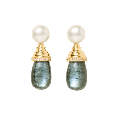 Labradorite and pearl earrings by Carousel Jewels